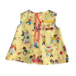 Robe  enfant jaune motif vintage